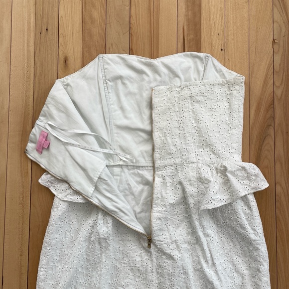 Lilly Pulitzer White Strapless Eyelet Lace Cotton Mini Dress - Sz US 8 - Picture 6 of 15